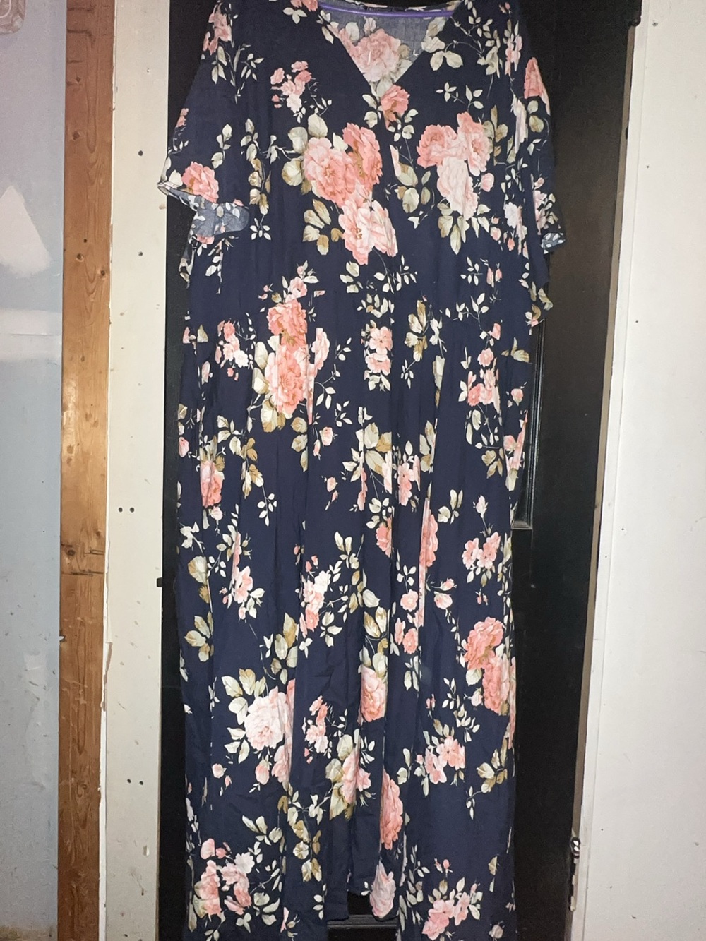 BloomChic Navy Maxi Dress with Pink & Cream Floral Print